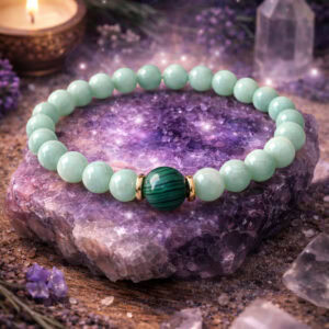 🌿 bracelet harmonie : jade vert & malachite centrale